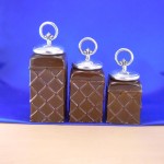 CERAMIC CANISTER SET ROPE RING W/ FDL SILVER LIDS